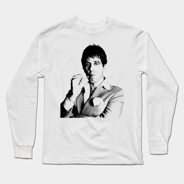 Tony Montana With Cigarettes Long Sleeve T-Shirt by Knockbackhaunt